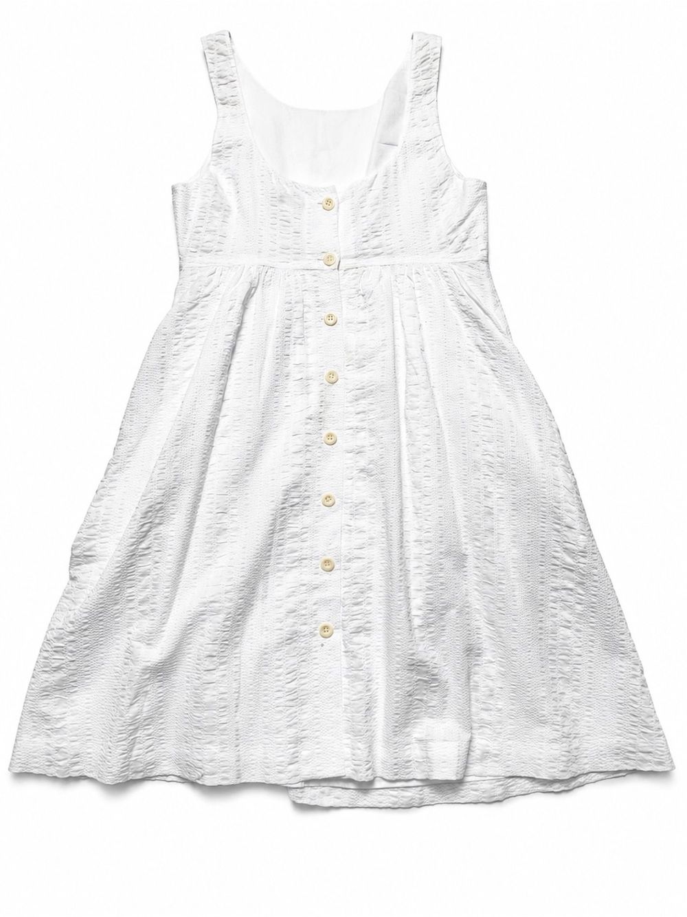 J. Crew White Textured Cotton Button Front Sundress Cottagecore Size 4 - Picture 2 of 11